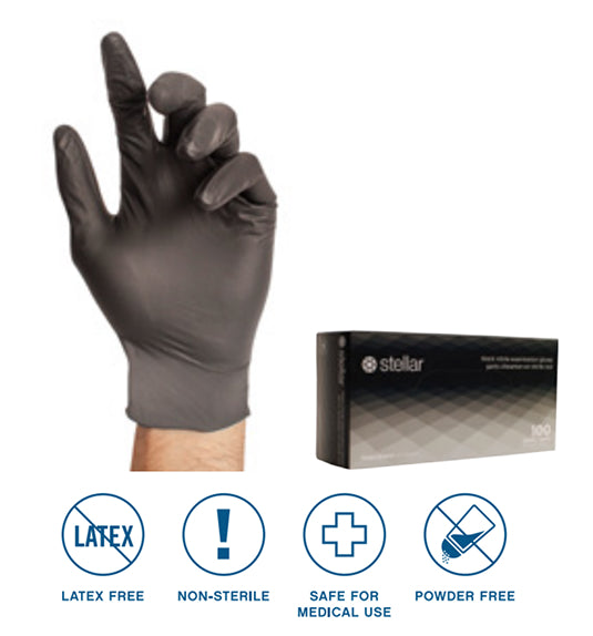 Classic Nitrile Exam Gloves - 4 mil, Black, Powder Free