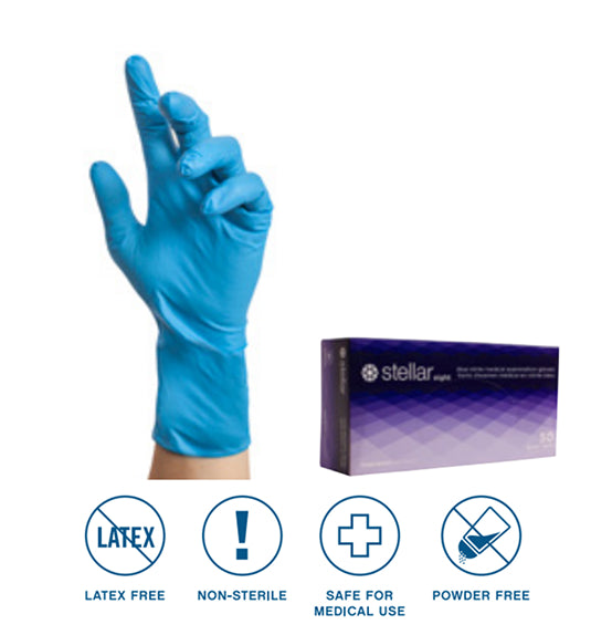 Deluxe Nitrile Exam Gloves - 8 mil Blue, Powder Free