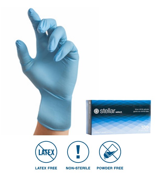 Select Nitrile Gloves - 3 mil Blue, Powder Free