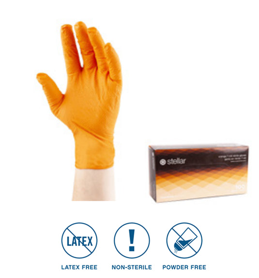 Deluxe Nitrile Disposable Gloves - Orange, 8 mil Powder Free