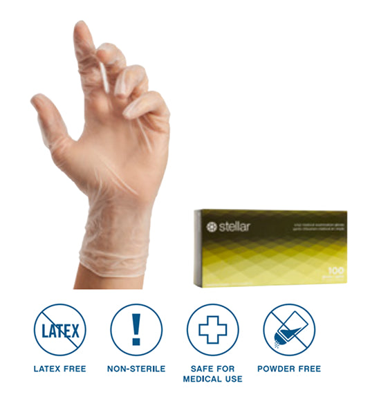 Plus Vinyl Examination Gloves - 4.5 mil, Clear, Powder Free