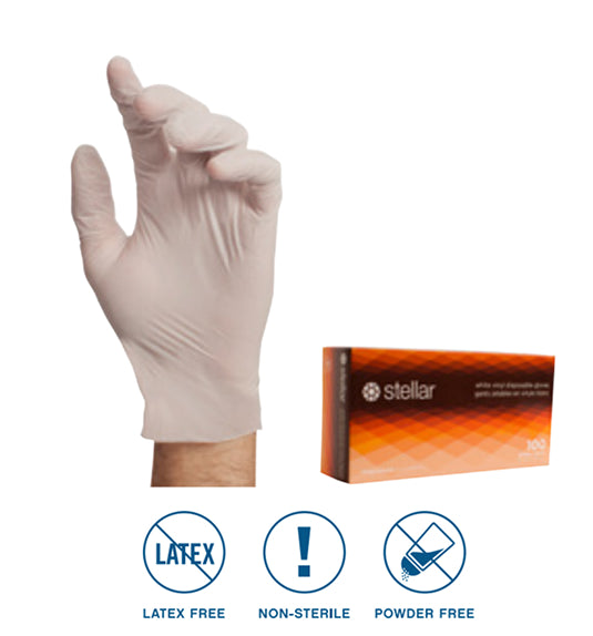 Synthetic Vinyl Disposable Gloves - 4.5 mil White, Powder Free