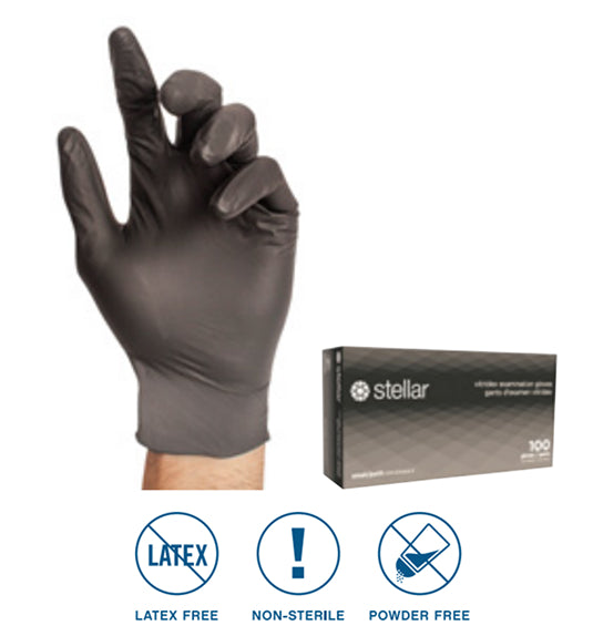 Vitridex Disposable Gloves - 4 mil Black, Powder Free