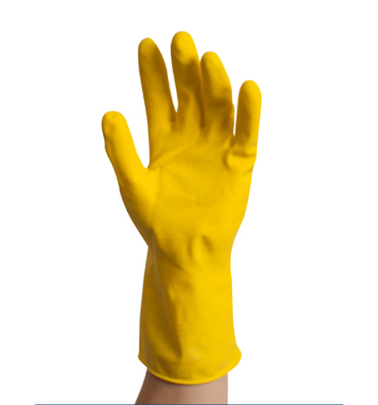 Flock Lined Latex Gloves, 16 mils - Yellow