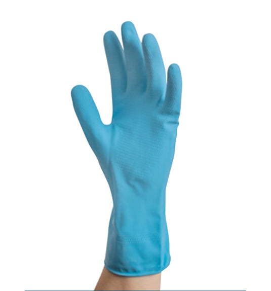 Flock Lined Latex Gloves, 16 mils - Blue