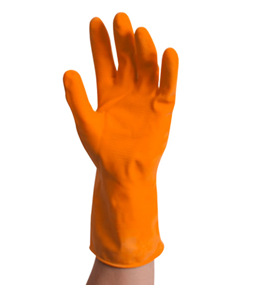 Flock Lined Latex Gloves, 24 mils - Orange