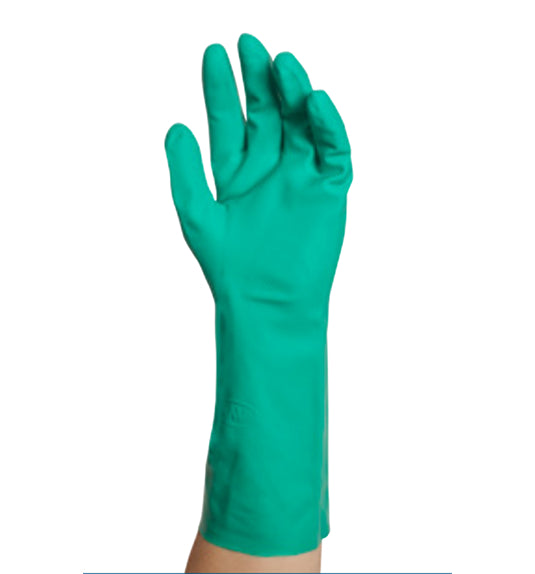 Flock Lined Nitrile Gloves, 16 Mils - Green