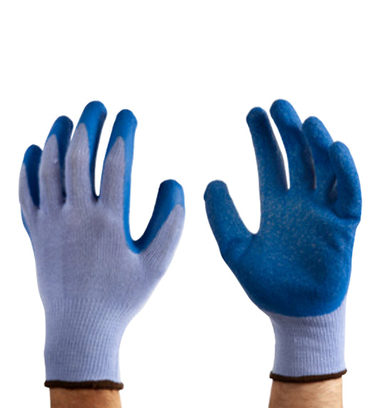Latex Coated Gloves, Cotton / Poly Liner - Blue