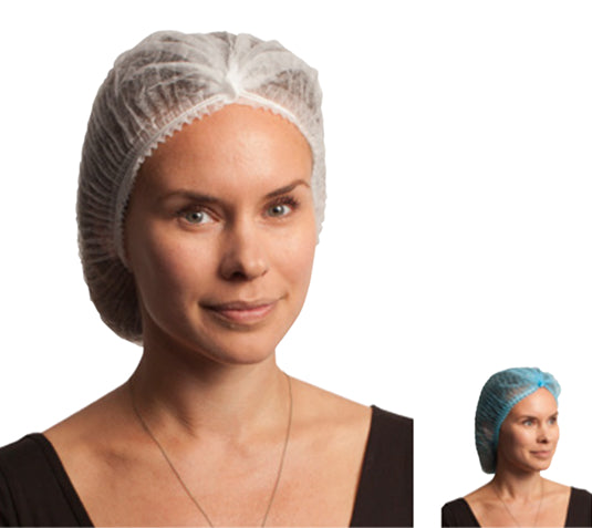 Pleated Bouffant Caps, Latex Free - Blue