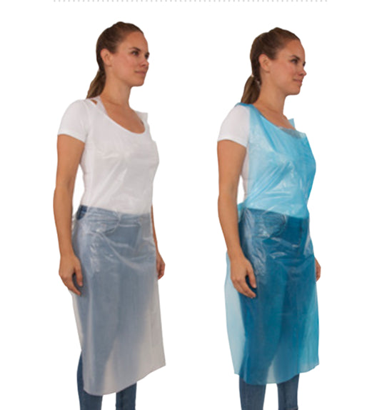 Poly Aprons - White, 0.75 mil